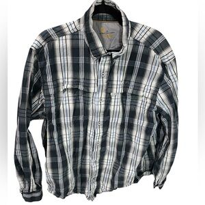 Carhartt Force Blue Plaid Relaxed Fit Button down Shirt Vented Back Size XL